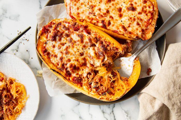 Squash spaghetti pesto creamy dinner cozy goodness whip